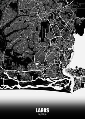 Lagos Nigeria Dark Map