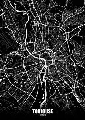 Toulouse France Dark Map