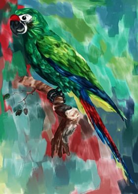 Green Parrots Paintings