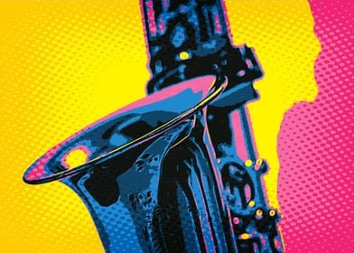 Saxophone in Pop Art style