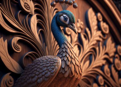 Wooden carved Peacock 11