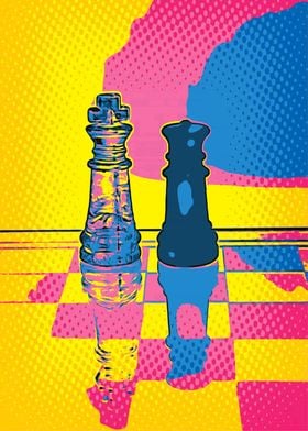 Chess pieces in Pop art