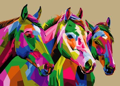 colorful horses vector