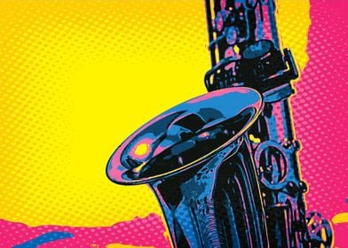 Saxophone in Pop Art style