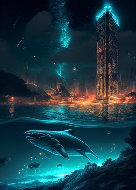 Bioluminescent Water City