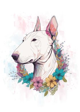 Floral Bull Terrier Art