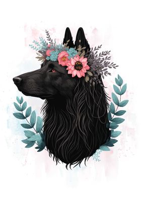 Black Sheepdog Watercolor