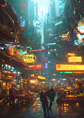 Beautiful Cyberpunk Market