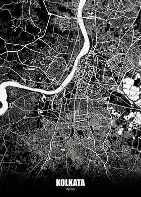 Kolkata India Dark Map