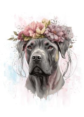 Floral Cane Corso Painting