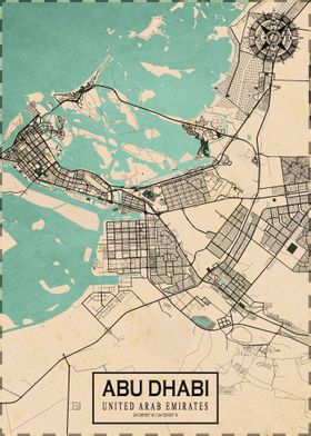 Abu Dhabi City Map Vintage