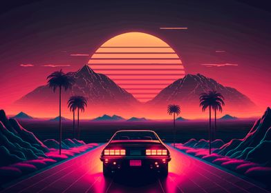 Neon car sunsetdrive