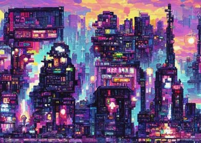 '80s Neon City Cyberpunk' Poster by Bailey DHeath | Displate