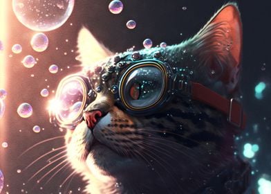 Bubble Art Cat Glasses