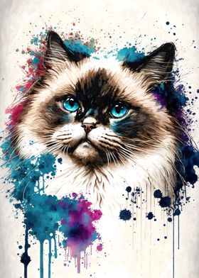 Ragdoll Cat Watercolor