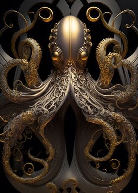 octopus with engraving