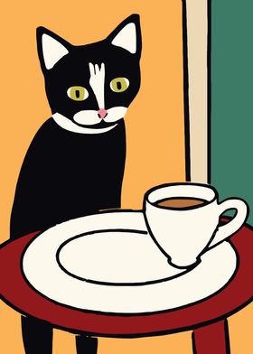 Cat and Coffee Painting