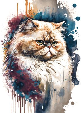 Persian Cat Watercolor