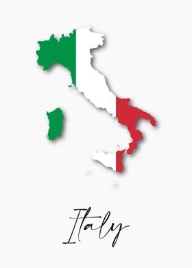 Italy Country Map Flag