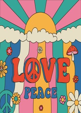 Peace Love Rockabilly' Poster, picture, metal print, paint by BestPrints