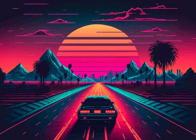 Neon Sunset drive retro