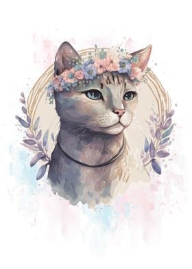 Watercolor Shorthair Cat