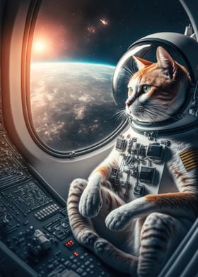 cat astronaut in space