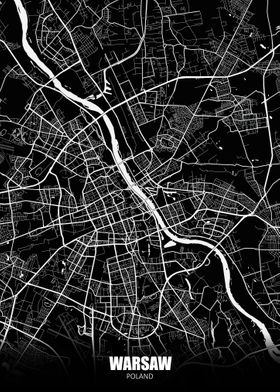 Warsaw Poland Dark Map