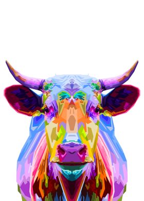 Colorful bull pop art