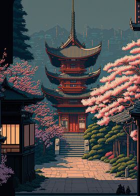 Pixel Art Japanese Shrine