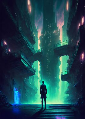 Sci fi Cyberpunk City Walk