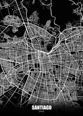 Santiago Chile Dark Map