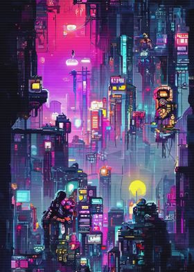 80s Neon City Cyberpunk