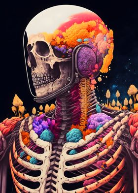 Floral Skeleton Astronaut