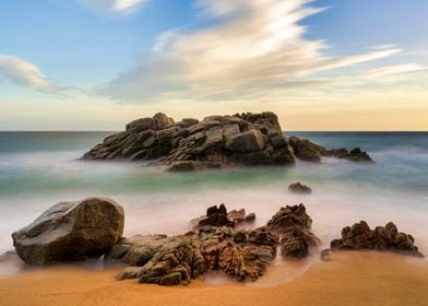 Beach landscape calm rock