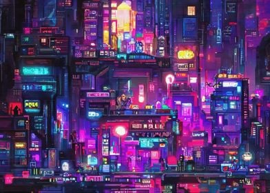 80s Neon City Cyberpunk