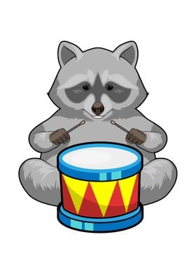 Racoon Musician Drum Music