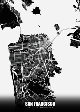 San Francisco USA Dark Map