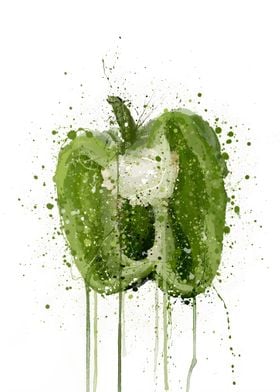 Watercolor Green Pepper