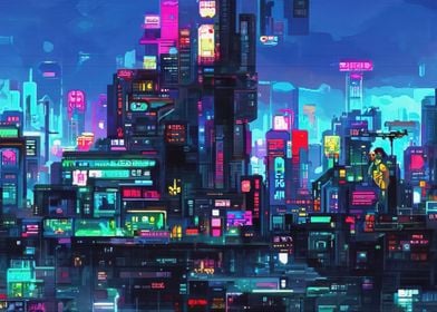 '80s Neon City Cyberpunk' Poster by Bailey DHeath | Displate