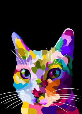 Colorful cat face