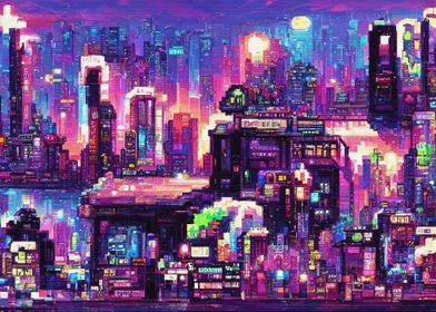 80s Neon City Cyberpunk