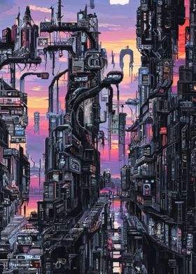 80s Neon City Cyberpunk