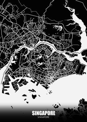 Singapore Dark Map