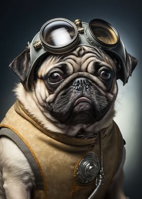 pug dog space astronaut