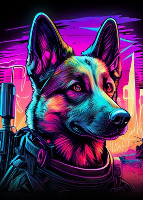 Chien synthwave