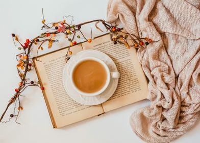 Aesthetic tea and book