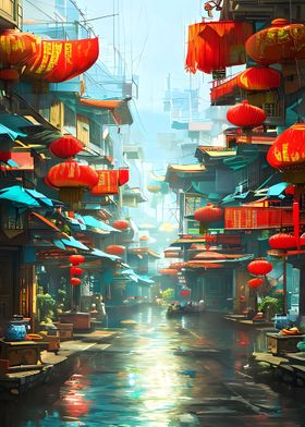 Flooded City In China