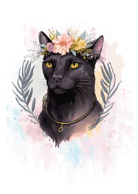 Floral Bombay Cat Painting