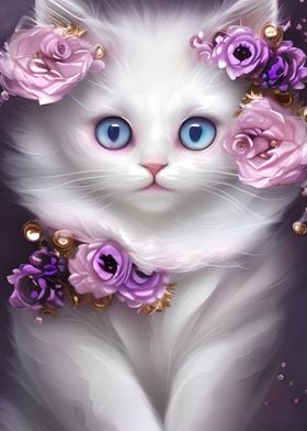Cute White Kitten Portrait